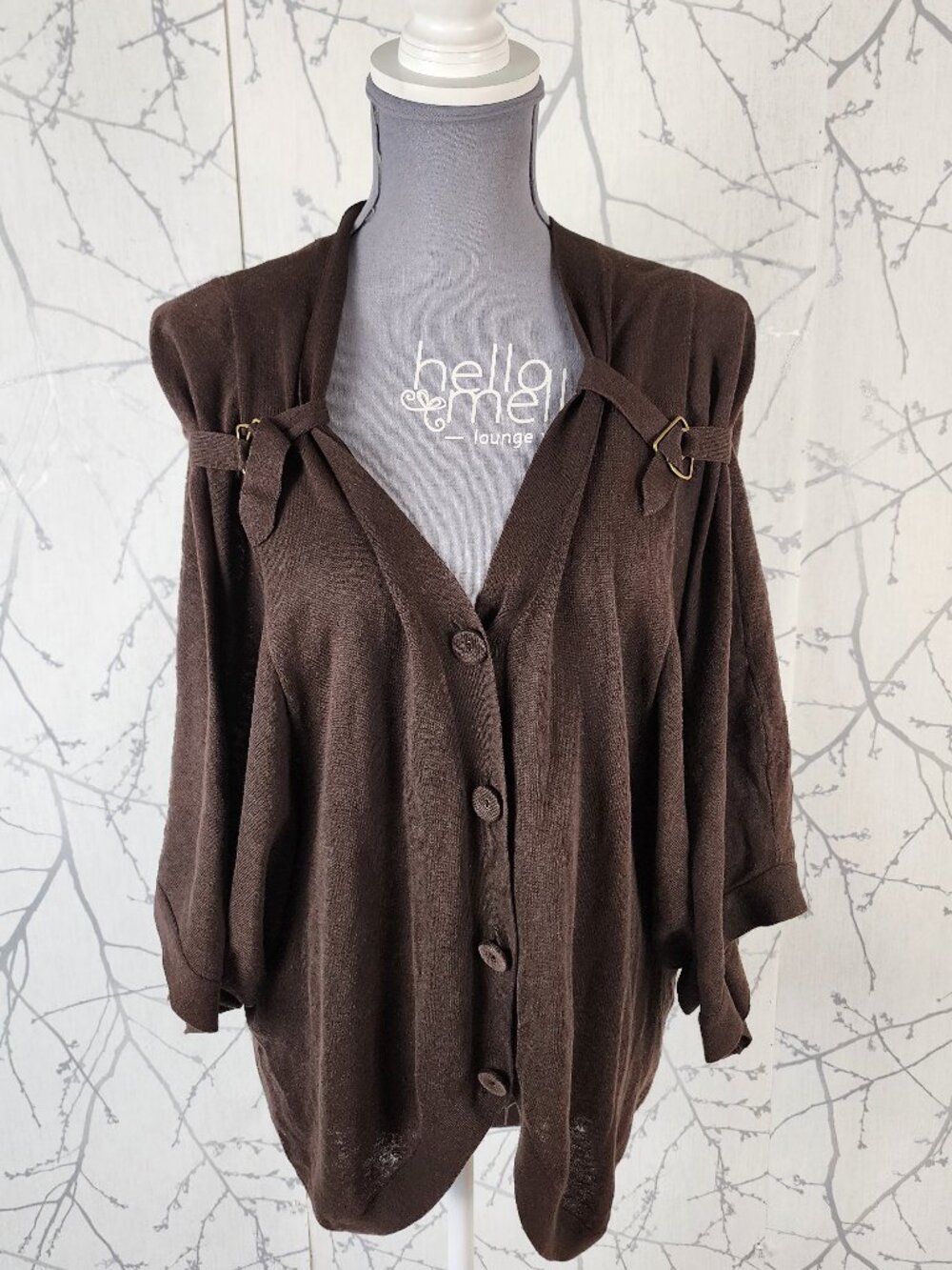 Spanner Brown 100% Linen Knit Button Front Cardigan